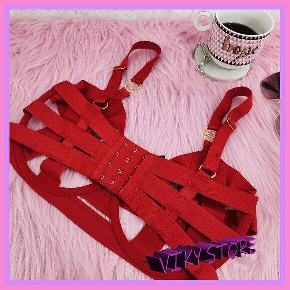 NWT Victoria's Secret Red Strappy Balconet Bra 34DD: Confident Allure NWT - Picture 7 of 8